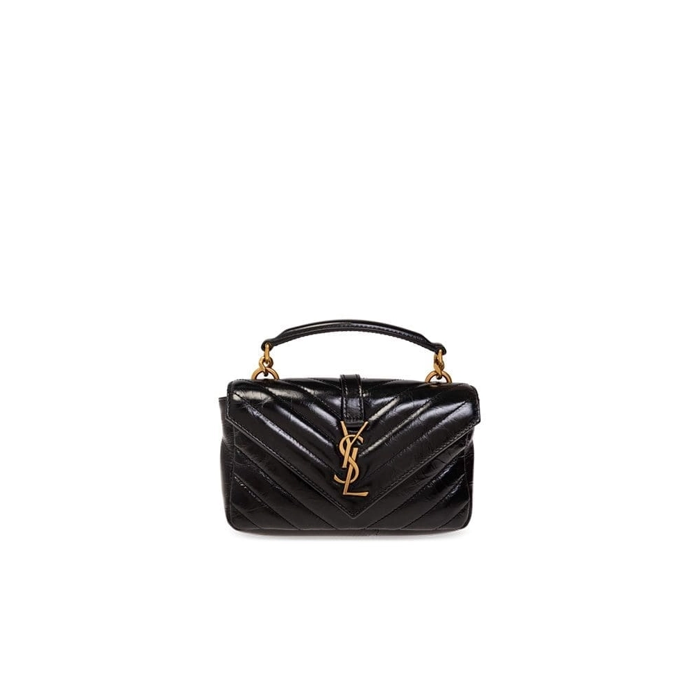 SAINT LAURENT BLACK COLLEGE MINI SHOULDER BAG,YSL,BAGS
