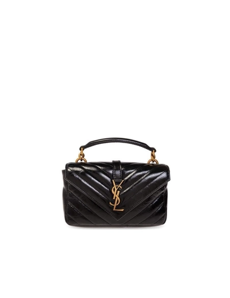 SAINT LAURENT BLACK COLLEGE MINI SHOULDER BAG,YSL,BAGS