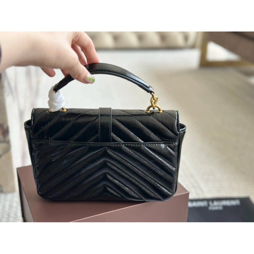 SAINT LAURENT BLACK COLLEGE MINI SHOULDER BAG,YSL,BAGS