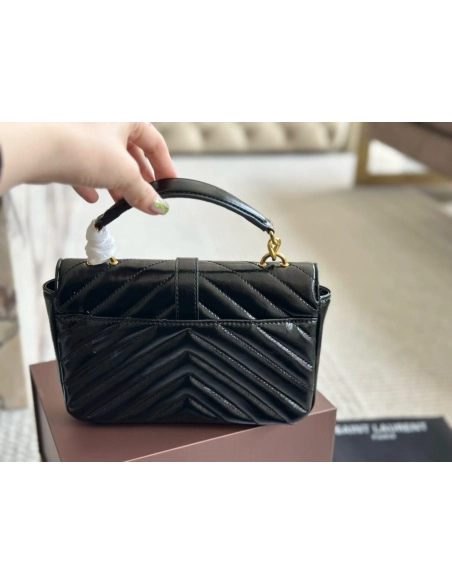 SAINT LAURENT BLACK COLLEGE MINI SHOULDER BAG,YSL,BAGS