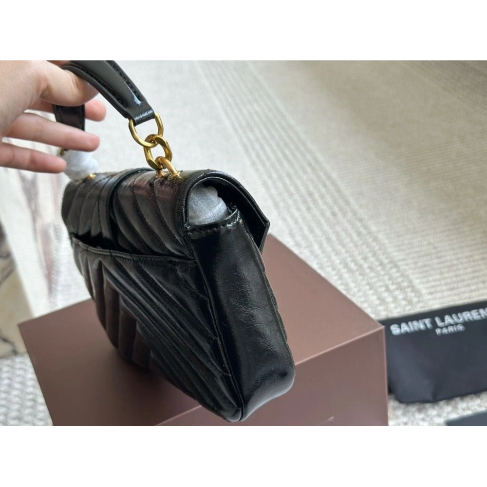 SAINT LAURENT BLACK COLLEGE MINI SHOULDER BAG,YSL,BAGS