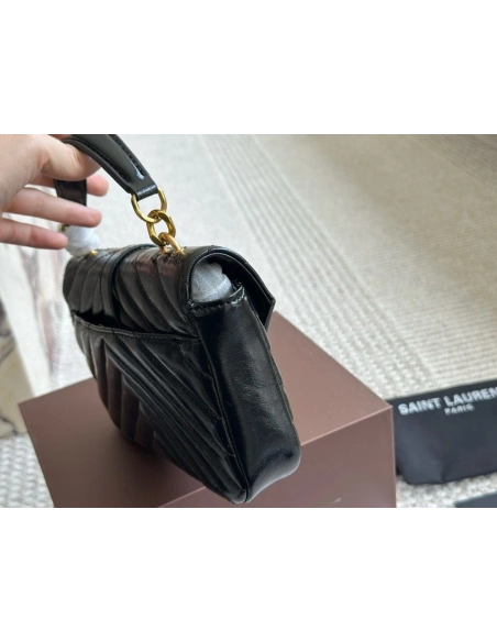 SAINT LAURENT BLACK COLLEGE MINI SHOULDER BAG,YSL,BAGS