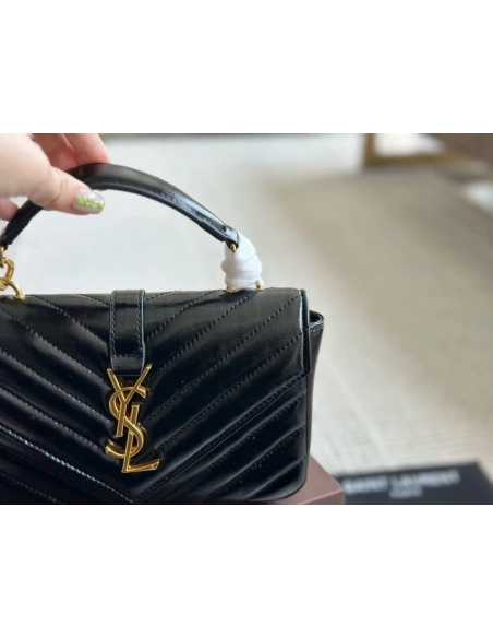 SAINT LAURENT BLACK COLLEGE MINI SHOULDER BAG,YSL,BAGS