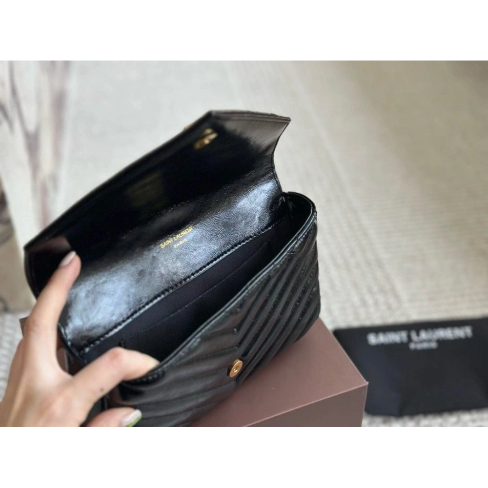 SAINT LAURENT BLACK COLLEGE MINI SHOULDER BAG,YSL,BAGS