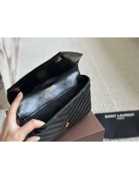 SAINT LAURENT BLACK COLLEGE MINI SHOULDER BAG,YSL,BAGS