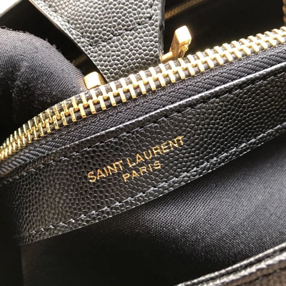 Saint Laurent Black Chevron Leather Monogram Chain Cassandre Tote,YSL,BAGS