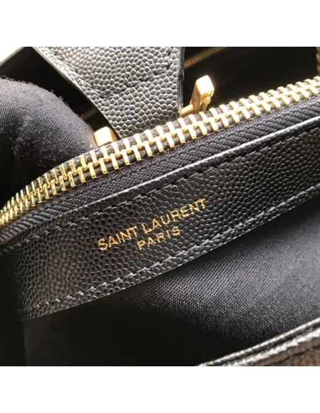 Saint Laurent Black Chevron Leather Monogram Chain Cassandre Tote,YSL,BAGS