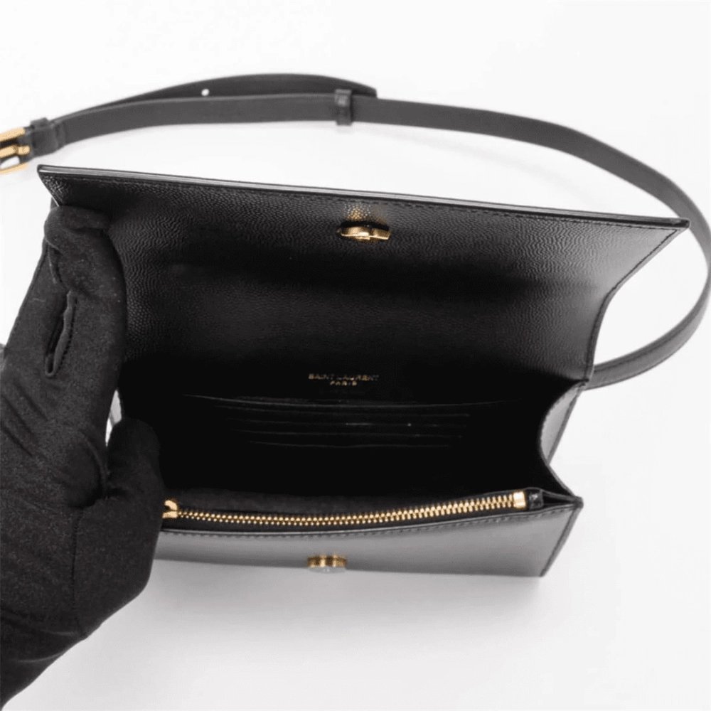 Saint Laurent Black Grain De Poudre Kate Belt Bag,YSL,BAGS