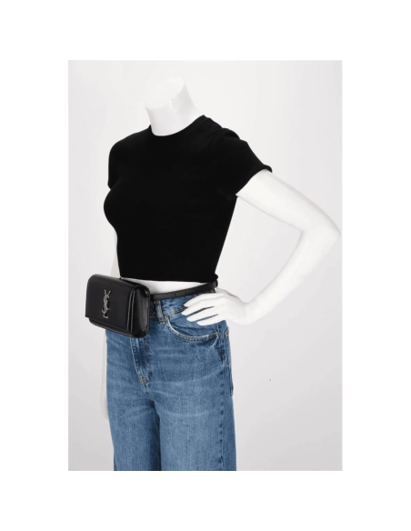 Saint Laurent Black Grain De Poudre Kate Belt Bag,YSL,BAGS