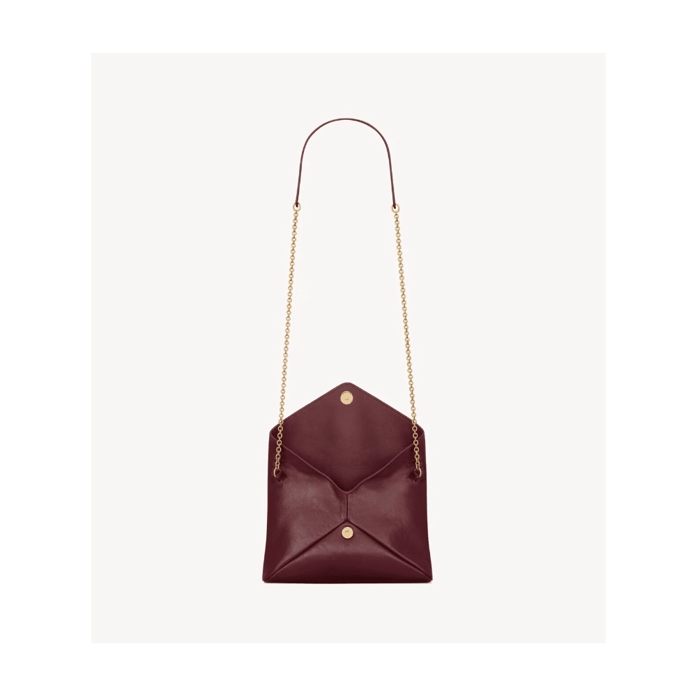 Saint Laurent CASSANDRE Chain Pouch In Shiny Leather DARK RUBY,YSL,BAGS