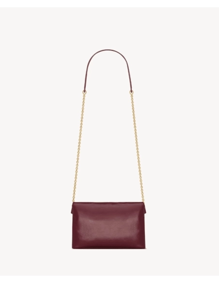 Saint Laurent CASSANDRE Chain Pouch In Shiny Leather DARK RUBY,YSL,BAGS