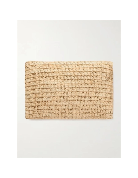 Saint Laurent Cassandre Large Envelope Pouch In Raffia,YSL,BAGS