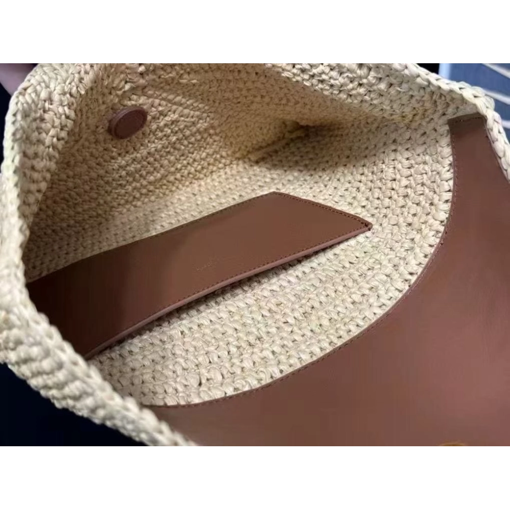 Saint Laurent Cassandre Large Envelope Pouch In Raffia,YSL,BAGS