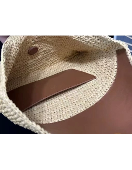 Saint Laurent Cassandre Large Envelope Pouch In Raffia,YSL,BAGS