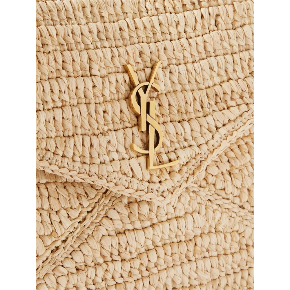 Saint Laurent Cassandre Large Envelope Pouch In Raffia,YSL,BAGS