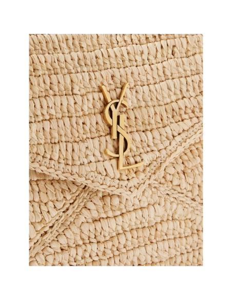 Saint Laurent Cassandre Large Envelope Pouch In Raffia,YSL,BAGS