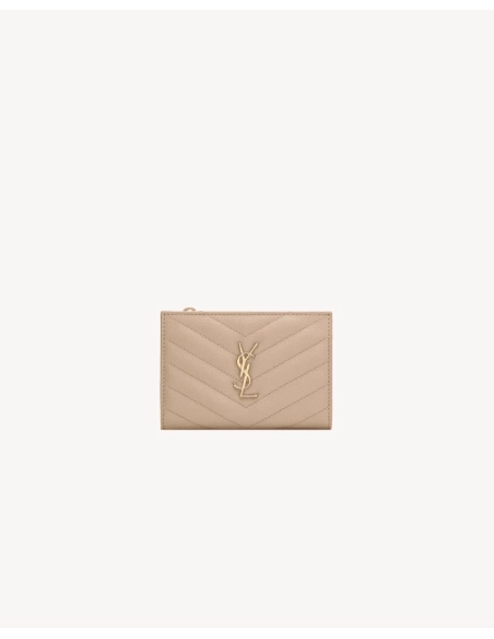 Saint Laurent Cassandre Quilted Fragments Bi Fold Wallet In Grain De Poudre Leather,YSL,BAGS