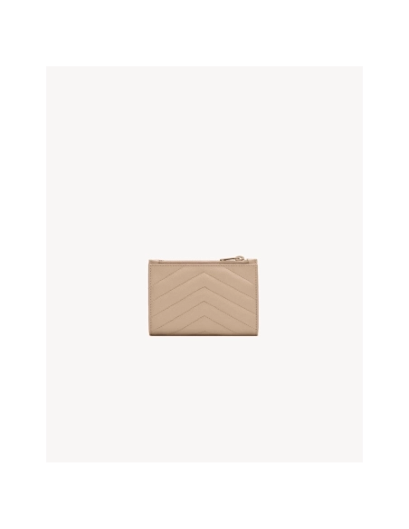 Saint Laurent Cassandre Quilted Fragments Bi Fold Wallet In Grain De Poudre Leather,YSL,BAGS