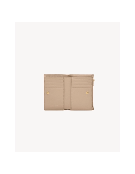 Saint Laurent Cassandre Quilted Fragments Bi Fold Wallet In Grain De Poudre Leather,YSL,BAGS