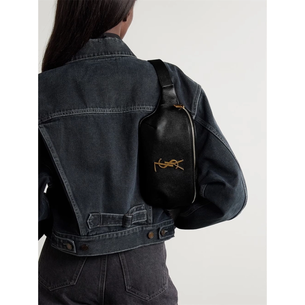 SAINT LAURENT Cassandre Textured Leather Belt Bag,YSL,BAGS