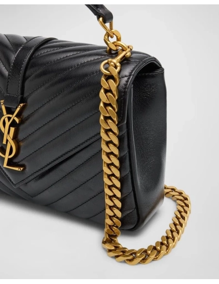 Saint Laurent College Medium YSL Flap Top Handle Bag In Quilted Leather,YSL,BAGS