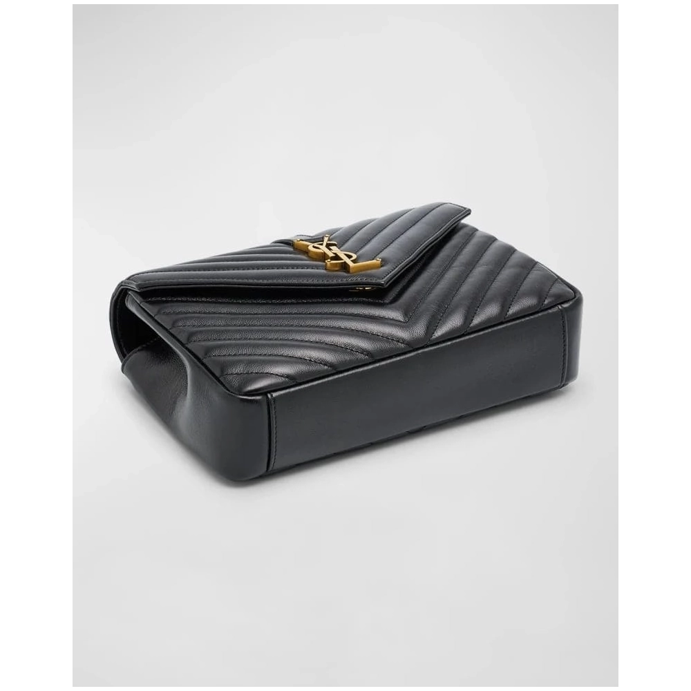Saint Laurent College Medium YSL Flap Top Handle Bag In Quilted Leather,YSL,BAGS
