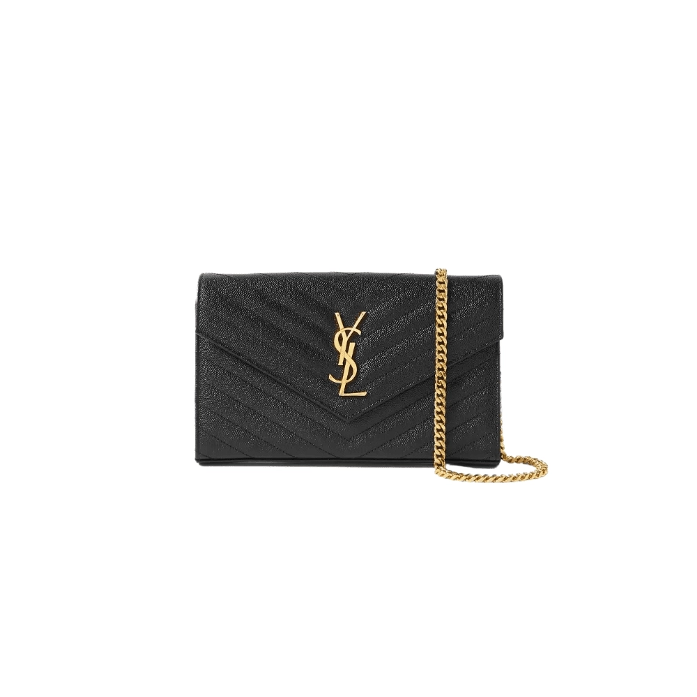 Saint Laurent Envelope Chain Wallet In Grain De Poudre Embossed,YSL,BAGS