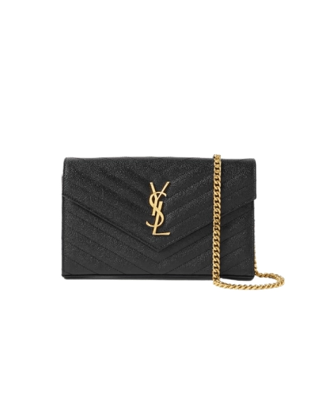 Saint Laurent Envelope Chain Wallet In Grain De Poudre Embossed,YSL,BAGS