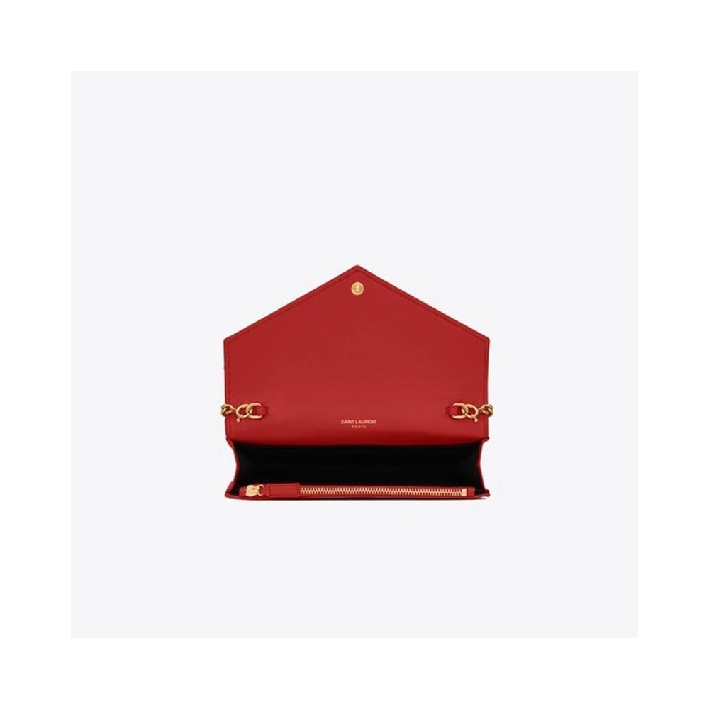 Saint Laurent Envelope Chain Wallet In Grain De Poudre Embossed,YSL,BAGS