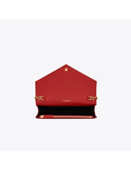 Saint Laurent Envelope Chain Wallet In Grain De Poudre Embossed,YSL,BAGS