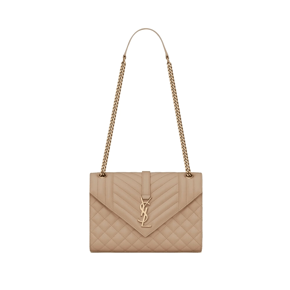 Saint Laurent ENVELOPE MEDIUM IN QUILTED GRAIN DE POUDRE EMBOSSED LEATHER,YSL,BAGS