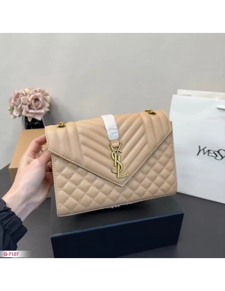 Saint Laurent ENVELOPE MEDIUM IN QUILTED GRAIN DE POUDRE EMBOSSED LEATHER,YSL,BAGS