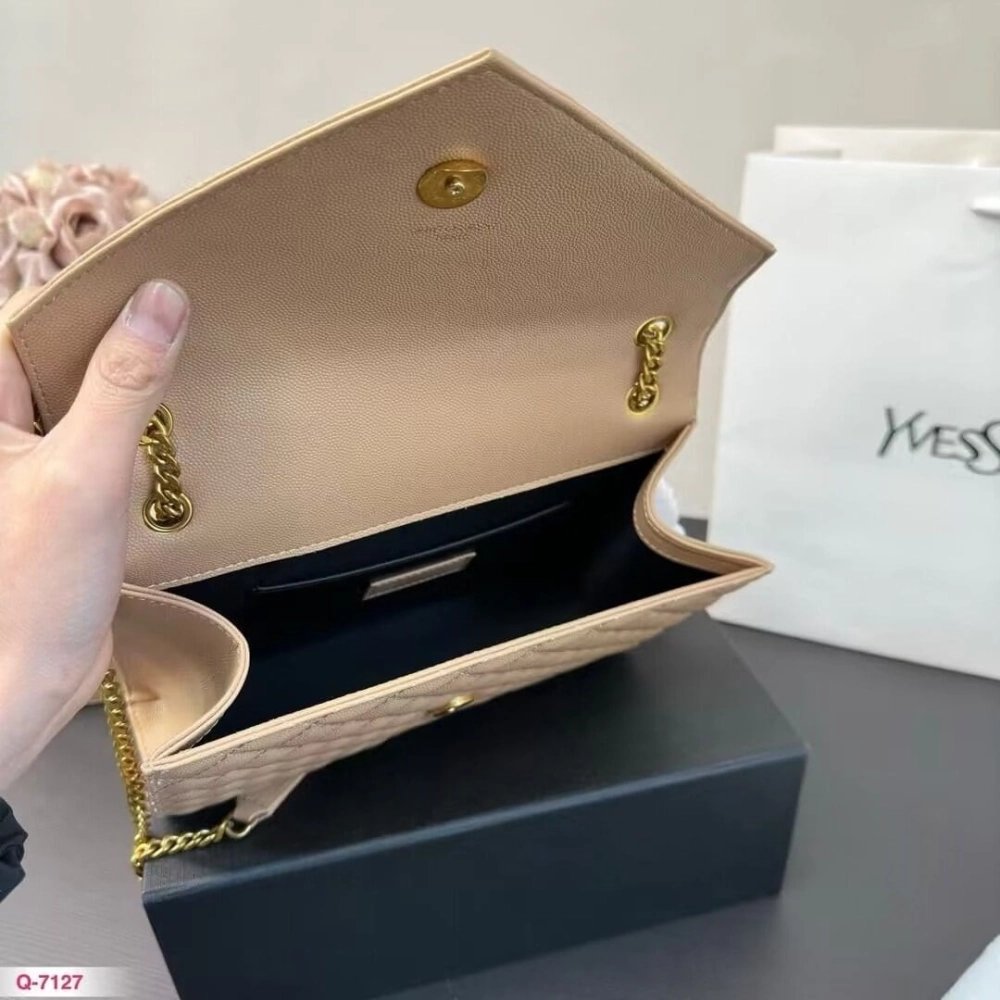 Saint Laurent ENVELOPE MEDIUM IN QUILTED GRAIN DE POUDRE EMBOSSED LEATHER,YSL,BAGS