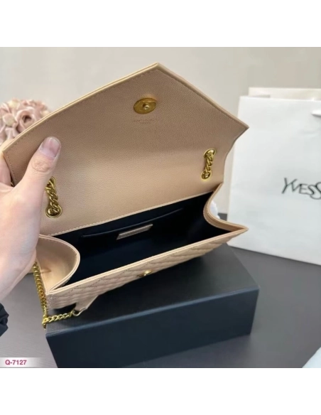 Saint Laurent ENVELOPE MEDIUM IN QUILTED GRAIN DE POUDRE EMBOSSED LEATHER,YSL,BAGS