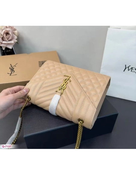 Saint Laurent ENVELOPE MEDIUM IN QUILTED GRAIN DE POUDRE EMBOSSED LEATHER,YSL,BAGS