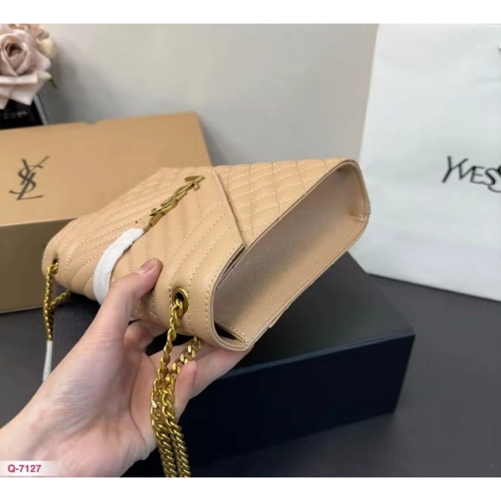 Saint Laurent ENVELOPE MEDIUM IN QUILTED GRAIN DE POUDRE EMBOSSED LEATHER,YSL,BAGS