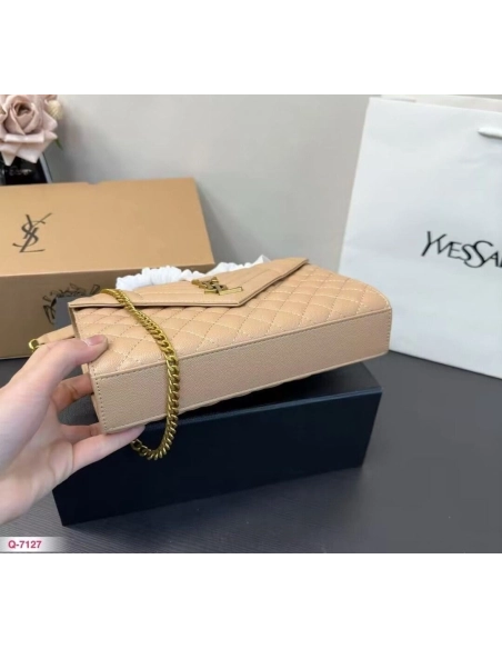 Saint Laurent ENVELOPE MEDIUM IN QUILTED GRAIN DE POUDRE EMBOSSED LEATHER,YSL,BAGS