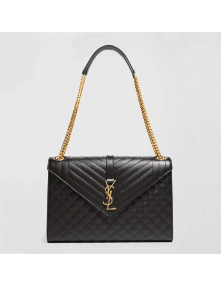 Saint Laurent Envelope Triquilt Large YSL Shoulder Bag In Grained Leather,YSL,BAGS