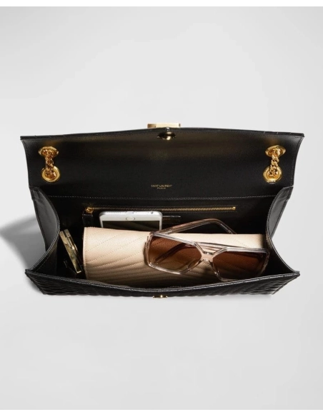 Saint Laurent Envelope Triquilt Large YSL Shoulder Bag In Grained Leather,YSL,BAGS