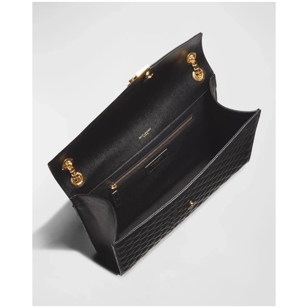Saint Laurent Envelope Triquilt Large YSL Shoulder Bag In Grained Leather,YSL,BAGS