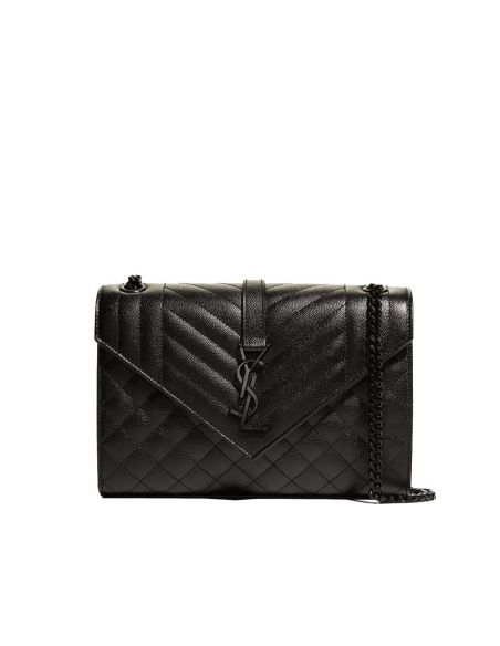 Saint Laurent Envelope Triquilt Medium YSL Shoulder Bag In Grained Leather,YSL,BAGS