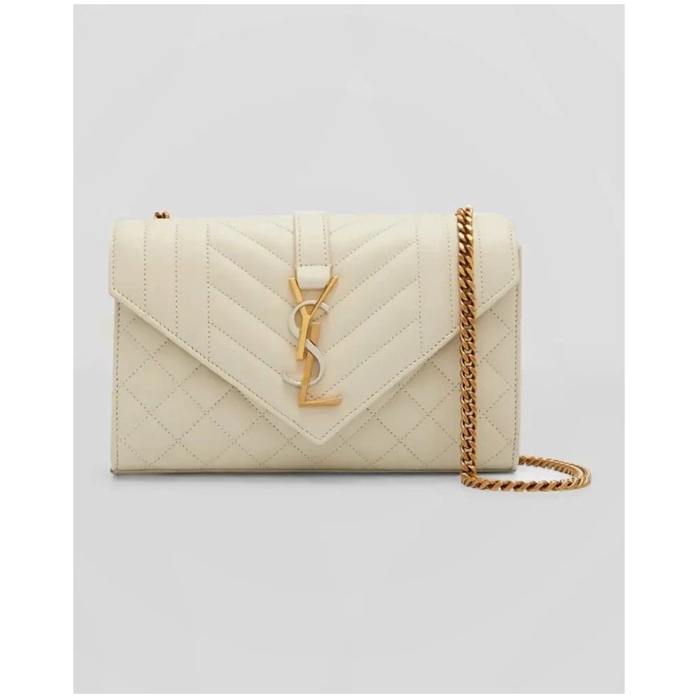 Saint Laurent Envelope Triquilt Small YSL Shoulder Bag In Smooth Leather,YSL,BAGS