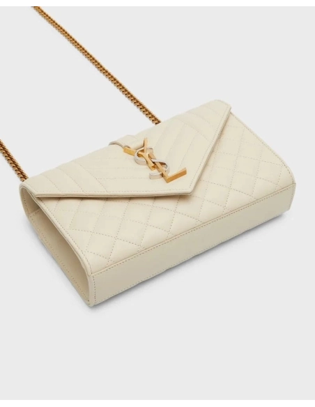 Saint Laurent Envelope Triquilt Small YSL Shoulder Bag In Smooth Leather,YSL,BAGS