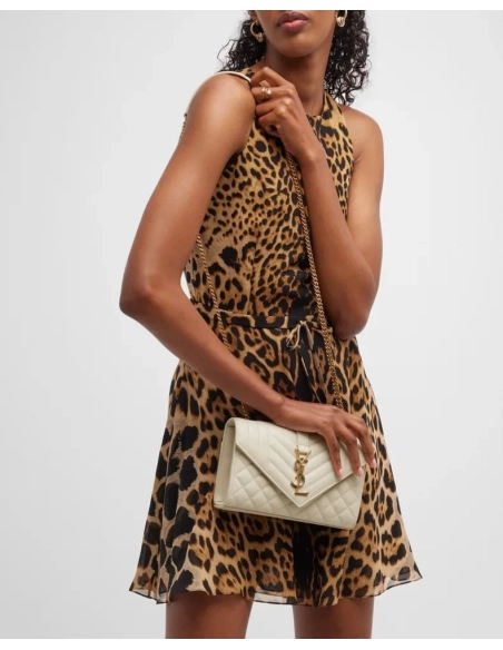 Saint Laurent Envelope Triquilt Small YSL Shoulder Bag In Smooth Leather,YSL,BAGS