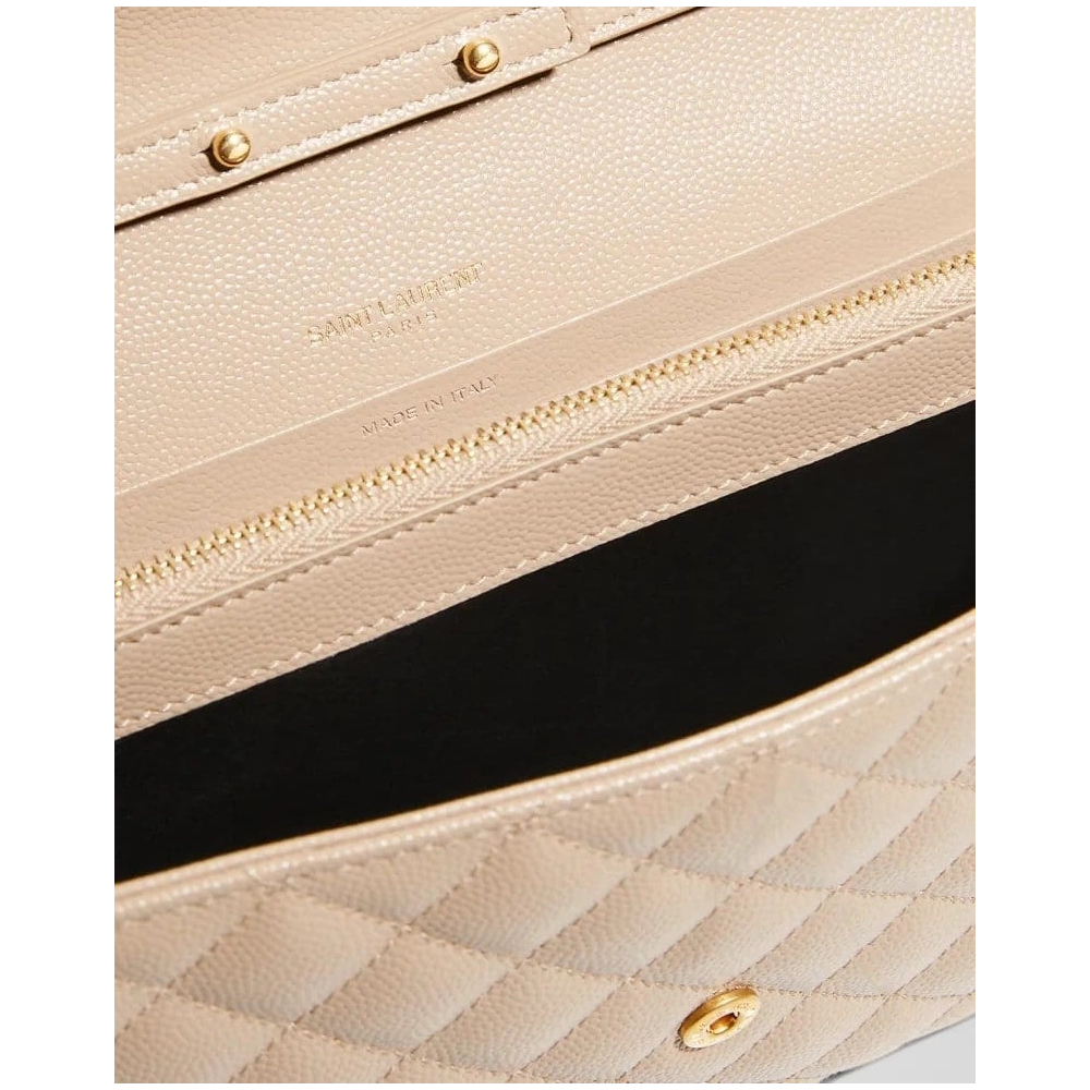 Saint Laurent Envelope Triquilt YSL Wallet On Chain In Grained Leather,YSL,BAGS