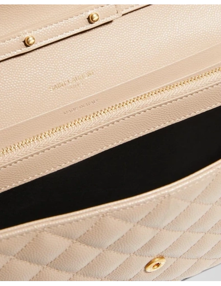 Saint Laurent Envelope Triquilt YSL Wallet On Chain In Grained Leather,YSL,BAGS