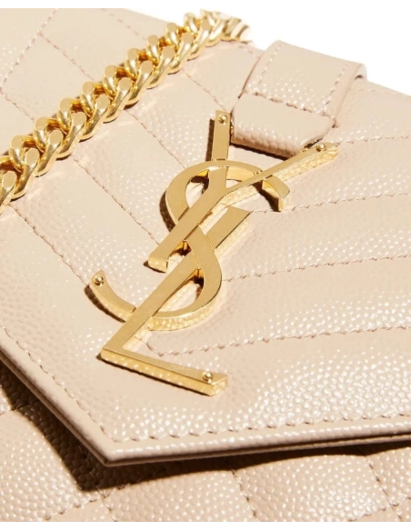 Saint Laurent Envelope Triquilt YSL Wallet On Chain In Grained Leather,YSL,BAGS