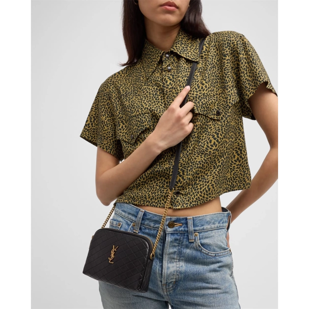 Saint Laurent Gaby Mini YSL Crossbody Bag In Quilted Leather,YSL,BAGS