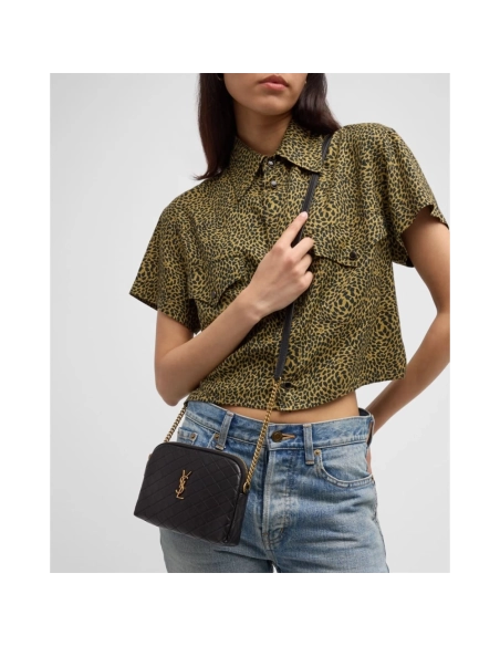 Saint Laurent Gaby Mini YSL Crossbody Bag In Quilted Leather,YSL,BAGS