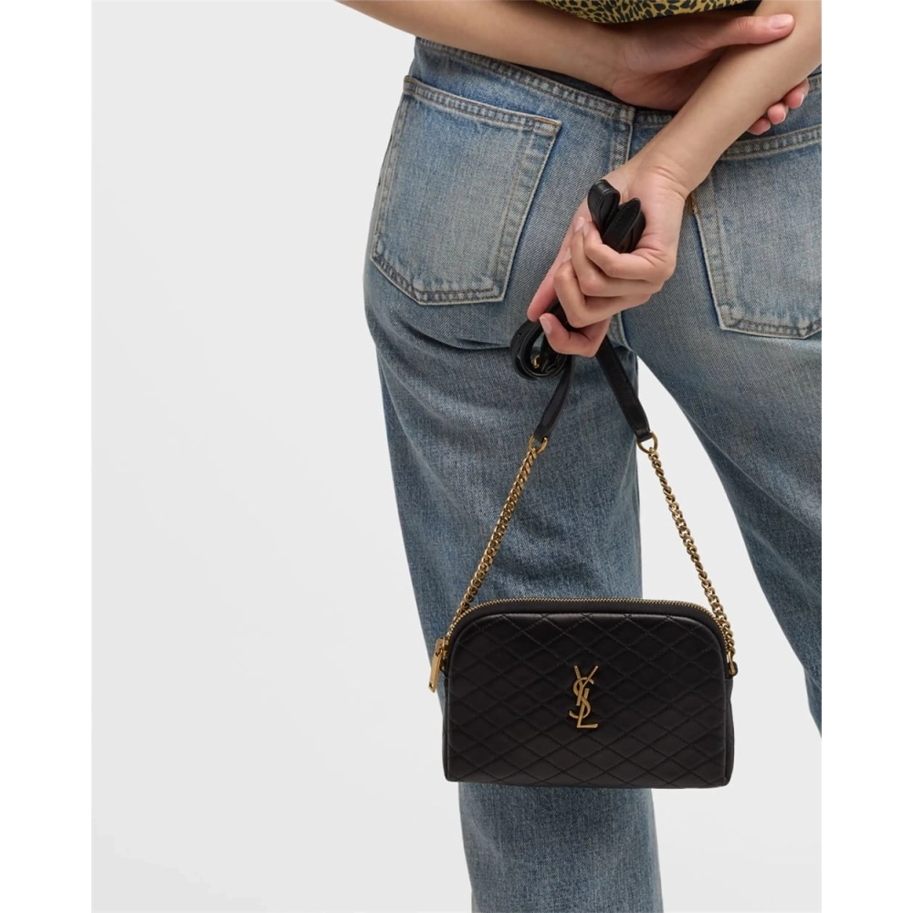 Saint Laurent Gaby Mini YSL Crossbody Bag In Quilted Leather,YSL,BAGS